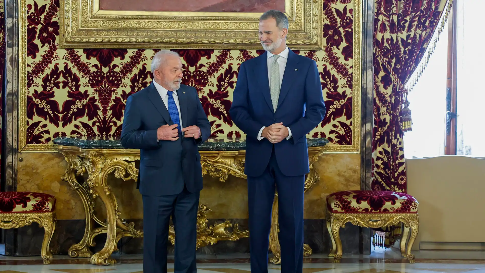 Felipe VI y Lula durante su encuentro en el Palacio Real de Madrid