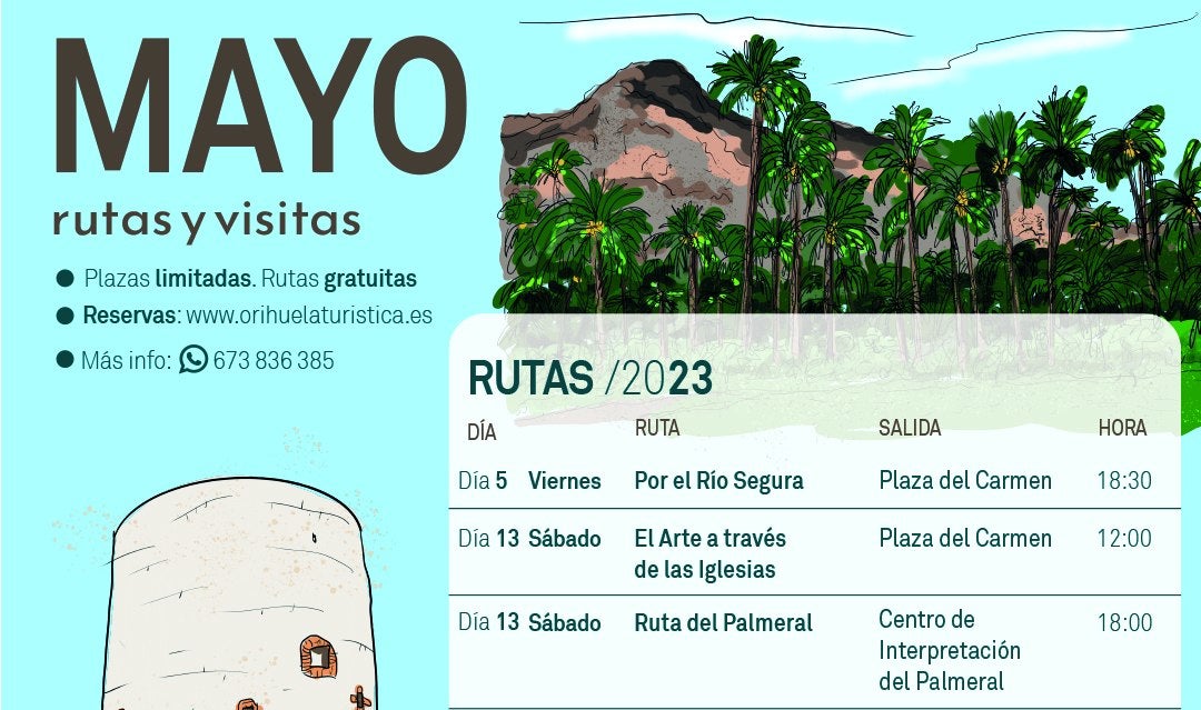 Rutas programadas por Turismo para el mes de mayo en Orihuela, Salzillo, naturaleza y patrimonio histórico-artístico Rutas programadas por Turismo para el mes de mayo en Orihuela, Salzillo, naturaleza y patrimonio histórico-artístico