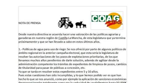 Balance de Legislatura de COAG La Solana Balance de Legislatura de COAG La Solana