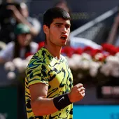 El tenista español Carlos Alcaraz en su partido ante el croata Borna Coric. El tenista español Carlos Alcaraz en su partido ante el croata Borna Coric.