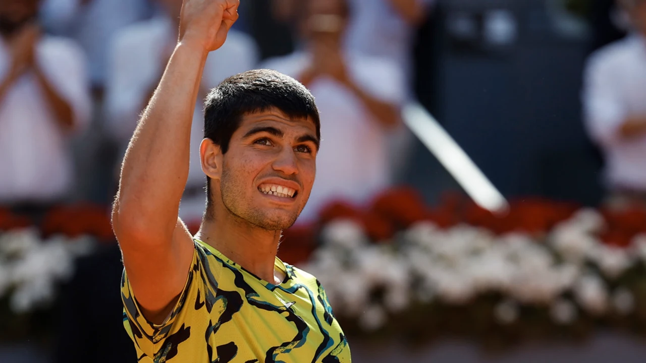 El murciano Carlos Alcaraz durante uno de los partidos del Mutua Madrid Open