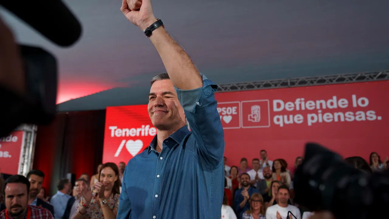 El presidente del Gobierno de España, Pedro Sánchez, durante el mitin.