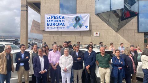Imagen de la concentración de representantes del sector pesquero en Vigo. Víctor Blanco.