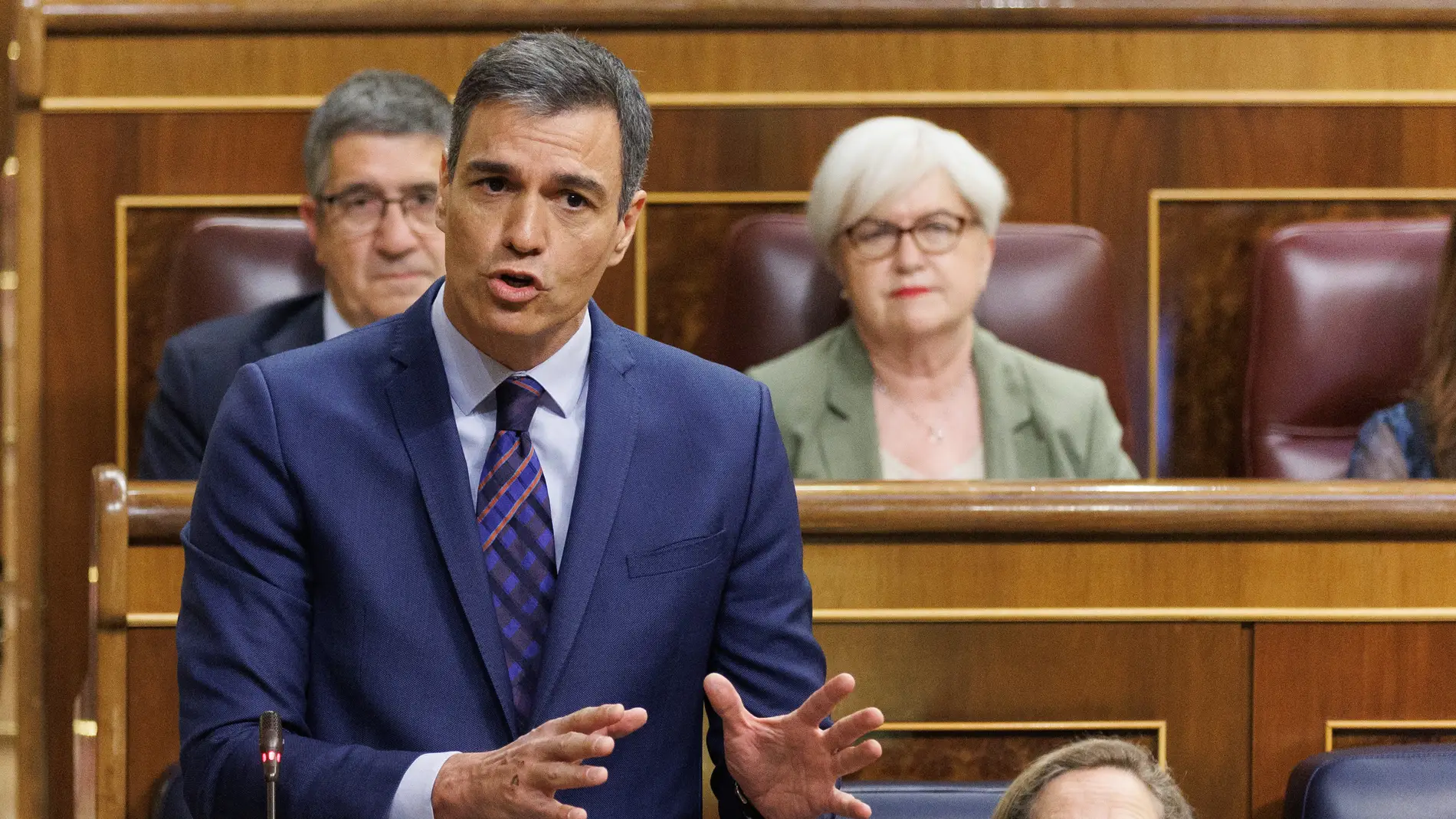  El presidente del Gobierno, Pedro Sánchez, durante la sesión de control al Gobierno en el Congreso el pasado 26 de abril de 2023