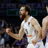 El base del Real Madrid, Sergio Rodríguez, durante el partido frente al Partizan.