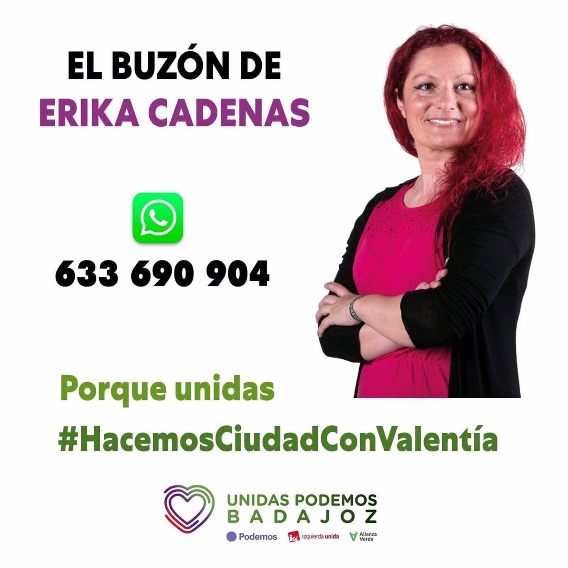 Unidas Podemos habilitan el canal de escucha en Badajoz 'El buzón de Erika Cadenas' Unidas Podemos habilitan el canal de escucha en Badajoz 'El buzón de Erika Cadenas'