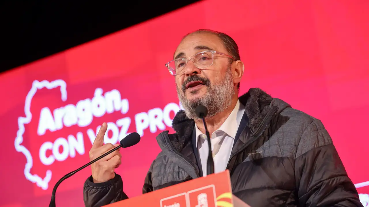 El presidente de Aragón, Javier Lambán, durante un acto de campaña El presidente de Aragón, Javier Lambán, durante un acto de campaña