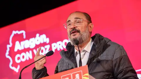 El presidente de Aragón, Javier Lambán, durante un acto de campaña El presidente de Aragón, Javier Lambán, durante un acto de campaña