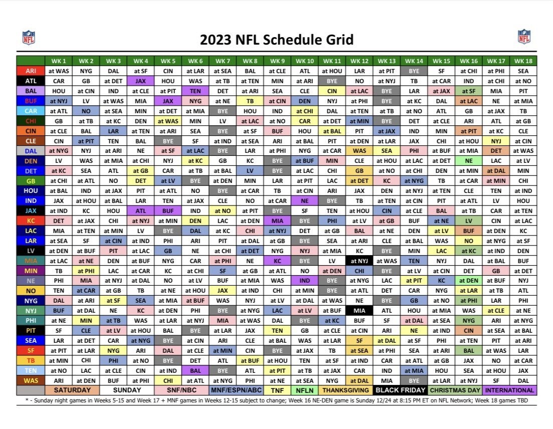 Calendario NFL 2023 Calendario NFL 2023