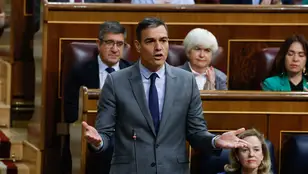 El presidente del Gobierno, Pedro Sánchez, en la sesión de control al Gobierno en el Congreso