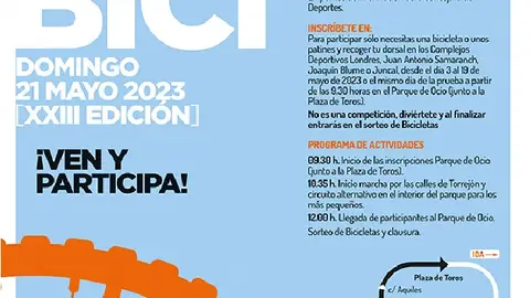 Torrejón de Ardoz celebra este domingo la XXIII edición del Día de la Bicicleta Cartel de la XXIII edición del Día de la Bicicleta de Torrejón de Ardoz
