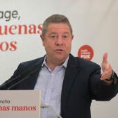 El presidente de Castilla-La Mancha y candidato del PSOE a la reelección, Emiliano García-Page, esta semana en un acto de electoral. 
