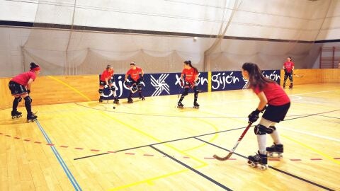 Las jugadoras del Telecable en un entrenamiento
