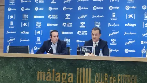 Kike Pérez, director general, y José María Muñoz, administrador judicial, del Málaga CF Kike Pérez, director general, y José María Muñoz, administrador judicial, del Málaga CF