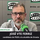 José Vte Ferriz, candidato a la alcaldía de Orxeta por el PSPV-PSOE.