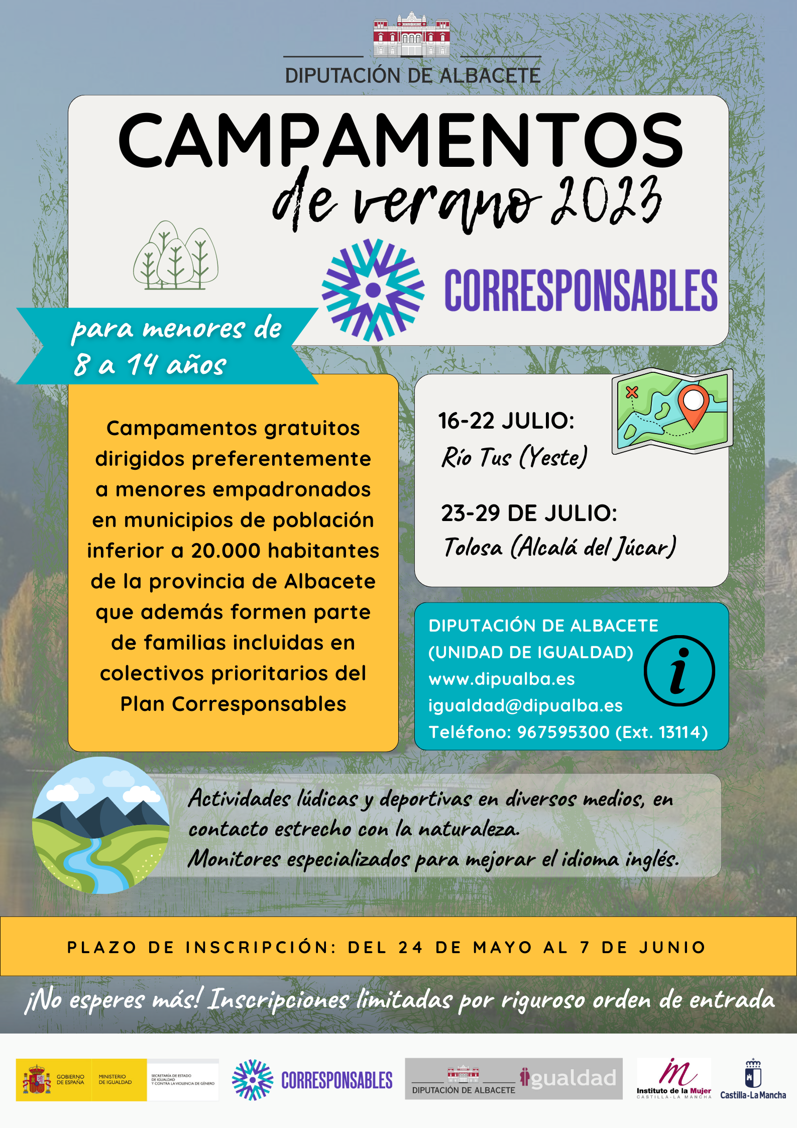 Ya se puede solicitar plaza en los ‘Campamentos de Verano Corresponsables’ para niños de entre 8 y 14 años Ya se puede solicitar plaza en los ‘Campamentos de Verano Corresponsables’ para niños de entre 8 y 14 años