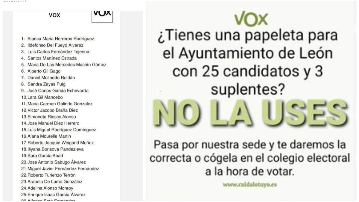 La Junta Electoral invalida las papeletas de VOX en León al estar incompletas La Junta Electoral invalida las papeletas de VOX en León al estar incompletas