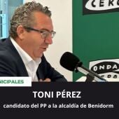 Toni Pérez, candidato a la alcaldía de Benidorm por el Partido Popular. 