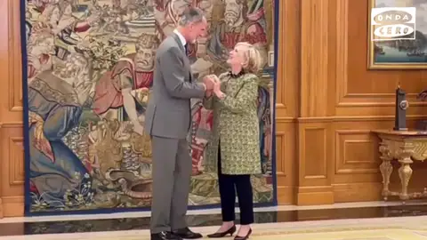 El Rey recibe a Hillary Clinton en La Zarzuela, con motivo de su visita a España