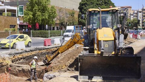 magen de archivo de las obras de ampliación del tranvía en Nervión, en Sevilla