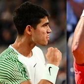 El tenista español Carlos Alcaraz y el tenista serbio Novak Djokovic El tenista español Carlos Alcaraz y el tenista serbio Novak Djokovic