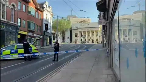 La Policía acordona el centro de Nottingham La Policía acordona el centro de Nottingham