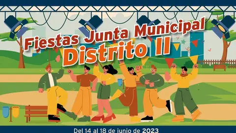 Comienzan las fiestas del Distrito II de Alcalá de Henares con la participación activa de sus clubes deportivos, asociaciones, colectivos y las Casas Regionales Cartel de las fiestas del Distrito II de Alcalá de Henares