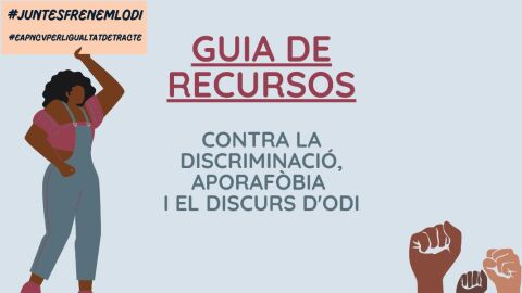 Cartel de la guía de recursos contra la discriminación, aporafobia y discursos de odio. 