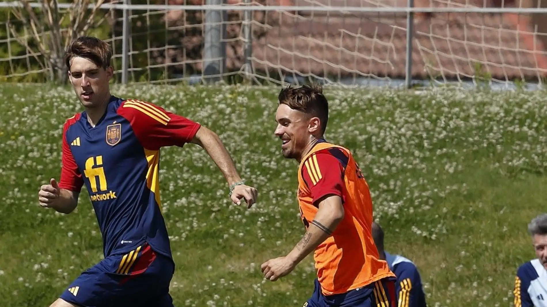 Miranda y Rodri, en un entrenamiento con la selección española sub 21.