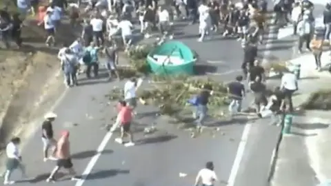 Imagen de las cámaras de la DGT en las que se ve el corte de la AP9. Corte Ap9