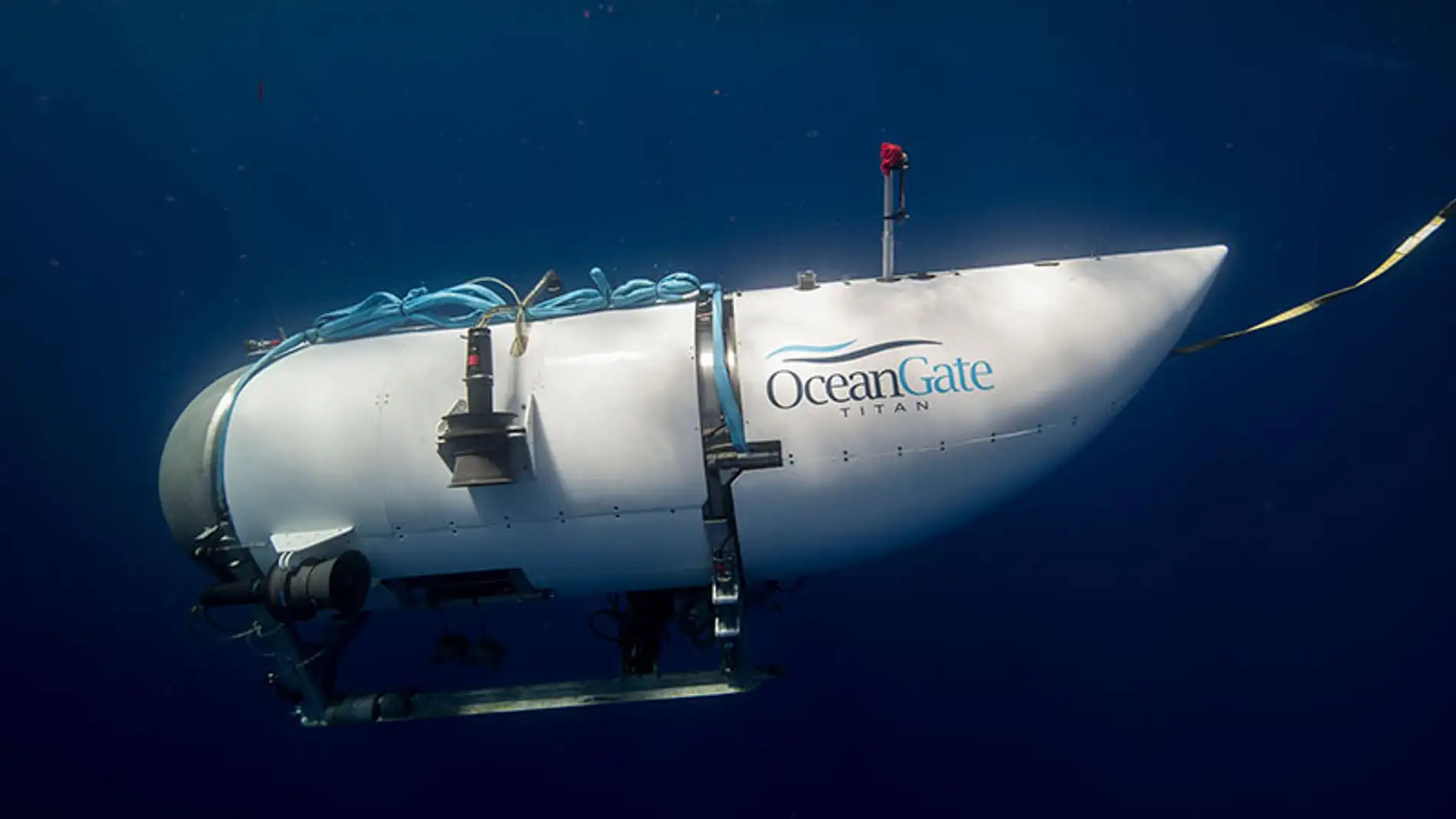 Fotografía facilitada por Ocean Gate que muestra el exterior de un submarino turístico, con capacidad para cinco personas, operado por la citada compañía