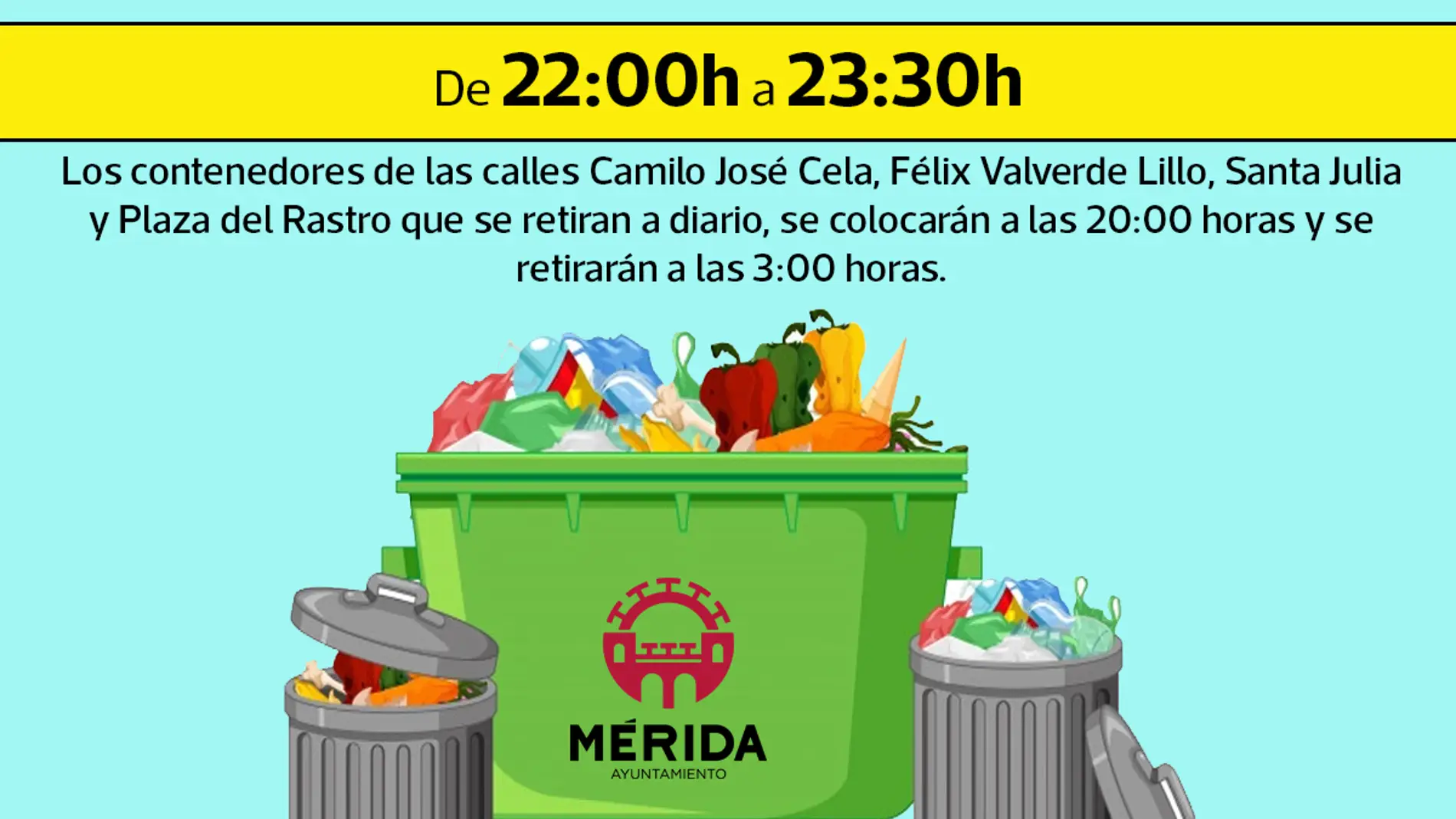 Entra en vigor el horario de verano de recogida de residuos y depósito en los contenedores