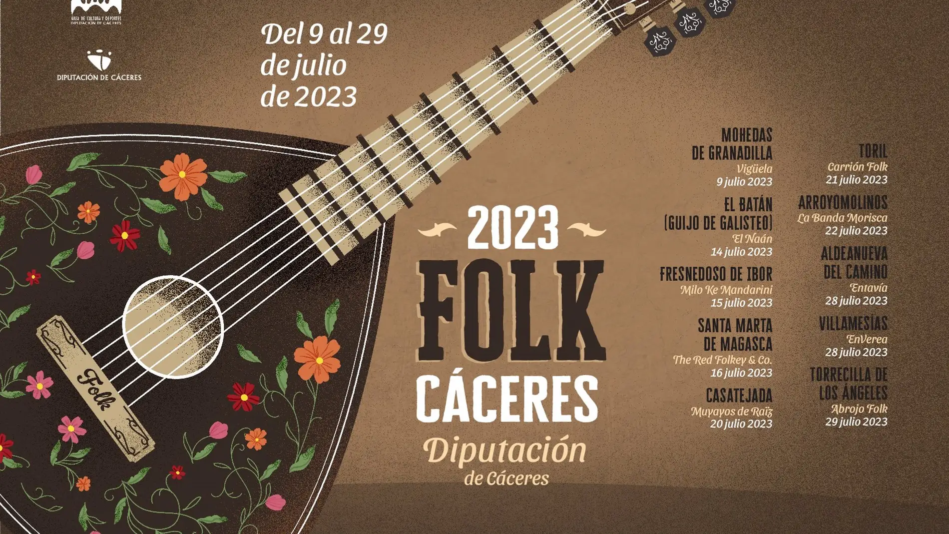La Diputación de Cáceres llevará lo mejor del Folk a 10 localidades de la provincia a partir del 9 de julio