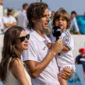 Feliciano López con su mujer Sandra y su hijo Darío