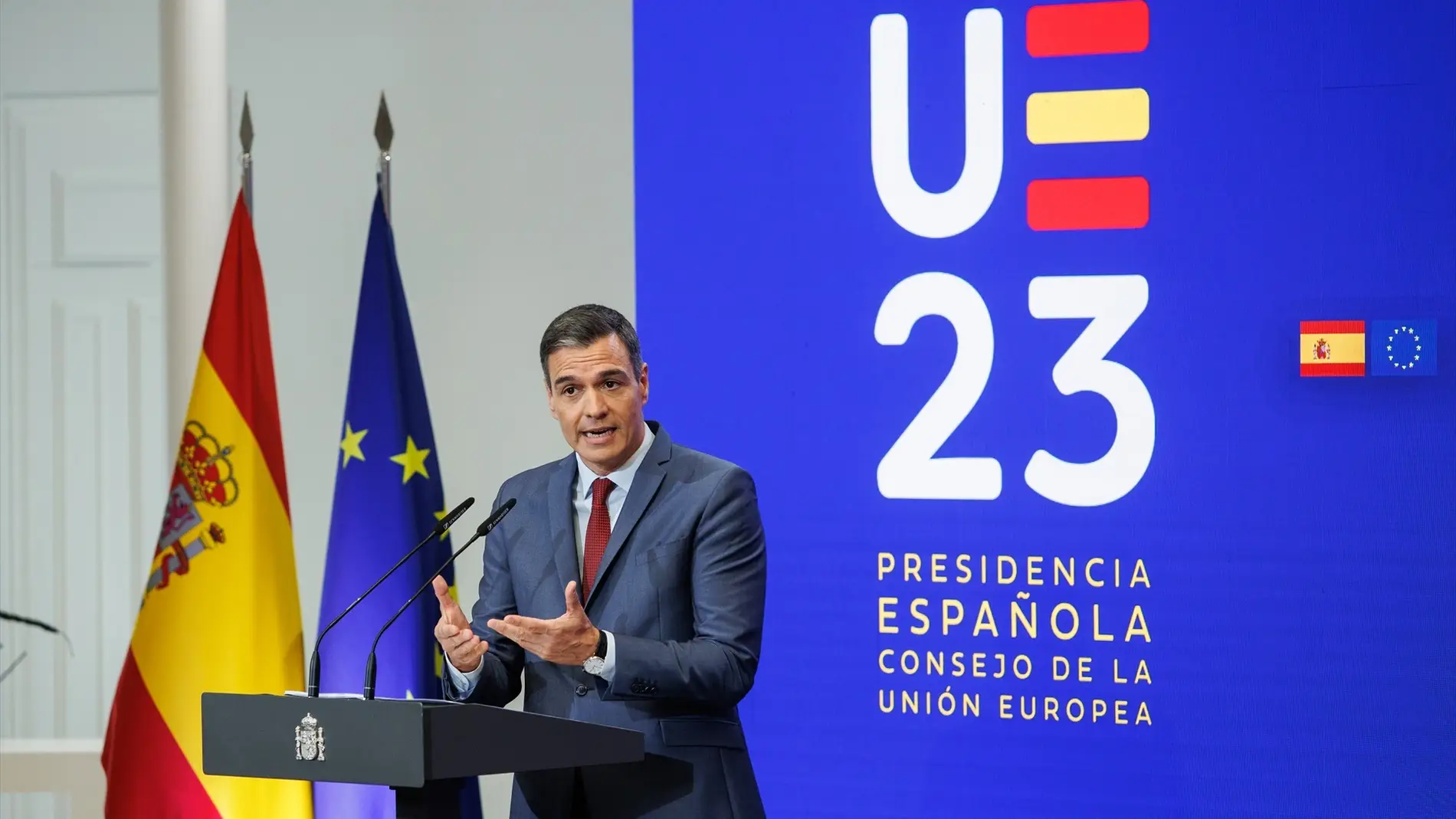 El presidente del Gobierno, Pedro Sánchez, presenta las prioridades de la Presidencia española del Consejo de la UE