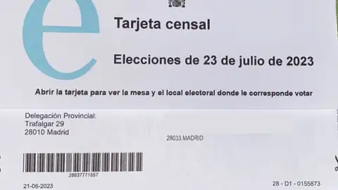 Imagen de una tarjeta censal ¿Qué pasa si no me llega la carta para votar en las elecciones?