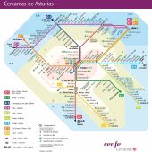 Mapa de la red de cercanías de Asturias - RENFE
