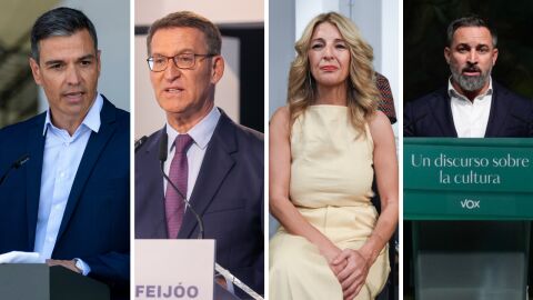 Pedro S&aacute;nchez, N&uacute;&ntilde;ez Feij&oacute;o, Yolanda D&iacute;az y Santiago Abascal