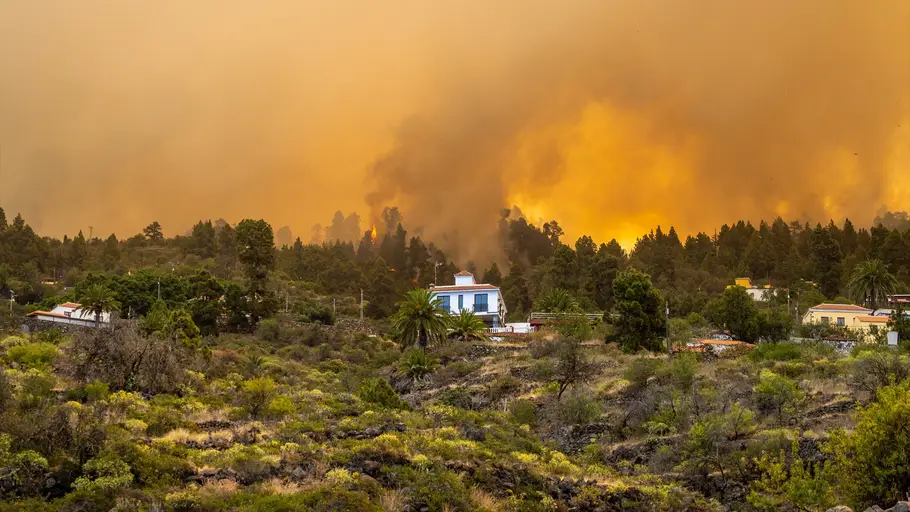 LLamas cerca de una vivienda en el incendio forestal declarado en la Palma, a 15 de julio de 2023, en Puntagorda, La Palma LLamas cerca de una vivienda en el incendio forestal declarado en la Palma, a 15 de julio de 2023, en Puntagorda, La Palma