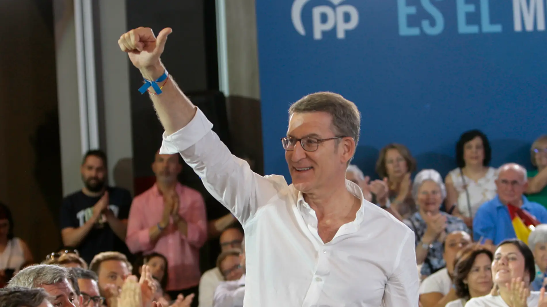 El candidato del PP a las elecciones generales, Alberto Núñez Feijóo durante un mitin celebrado este domingo en Guadalajara