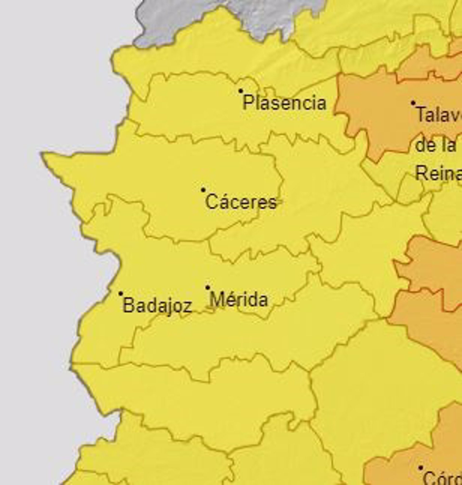 Extremadura permanecerá este martes en aviso amarillo por altas temperaturas Extremadura permanecerá este martes en aviso amarillo por altas temperaturas