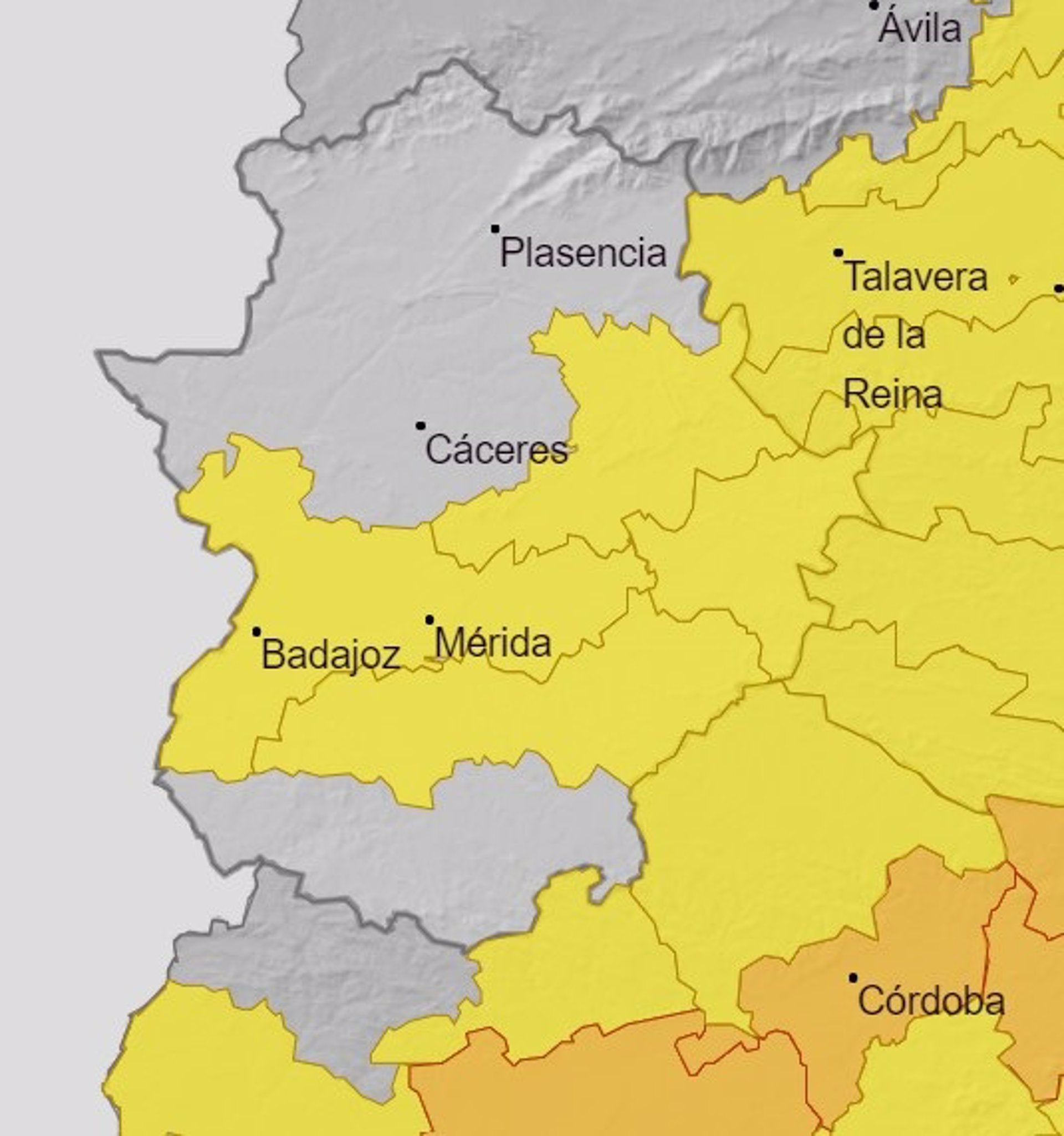 Cuatro comarcas extremeñas continuarán en Alerta Amarilla por altas temperaturas este miércoles Cuatro comarcas extremeñas continuarán en Alerta Amarilla por altas temperaturas este miércoles