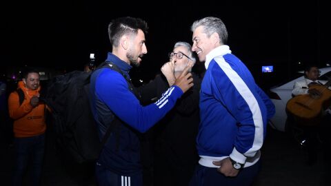 David Costas, Jes&uacute;s Mart&iacute;nez y Mart&iacute;n Pel&aacute;ez, en Pachuca