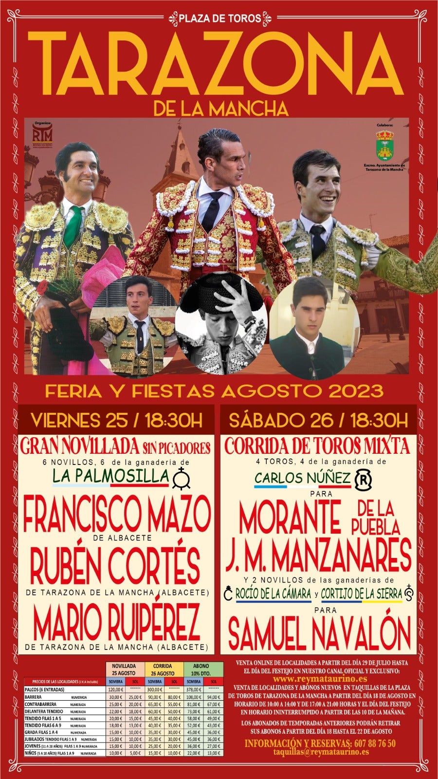 Carteles de la feria taurina de Tarazona de La Mancha 2023 Carteles de la feria taurina de Tarazona de La Mancha 2023