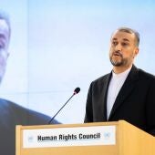 Hossein Amir-Abdollahian, ministro de Exteriores iraní, el pasado febrero durante un discurso en las Naciones Unidas.