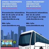 Benidorm convoca también las ayudas al transporte universitario no asociado Benidorm convoca también las ayudas al transporte universitario no asociado