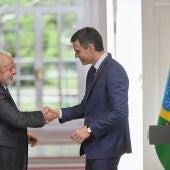 Pedro Sánchez y Lula da Silva durante la visita oficial del brasileño a España en abril de 2023