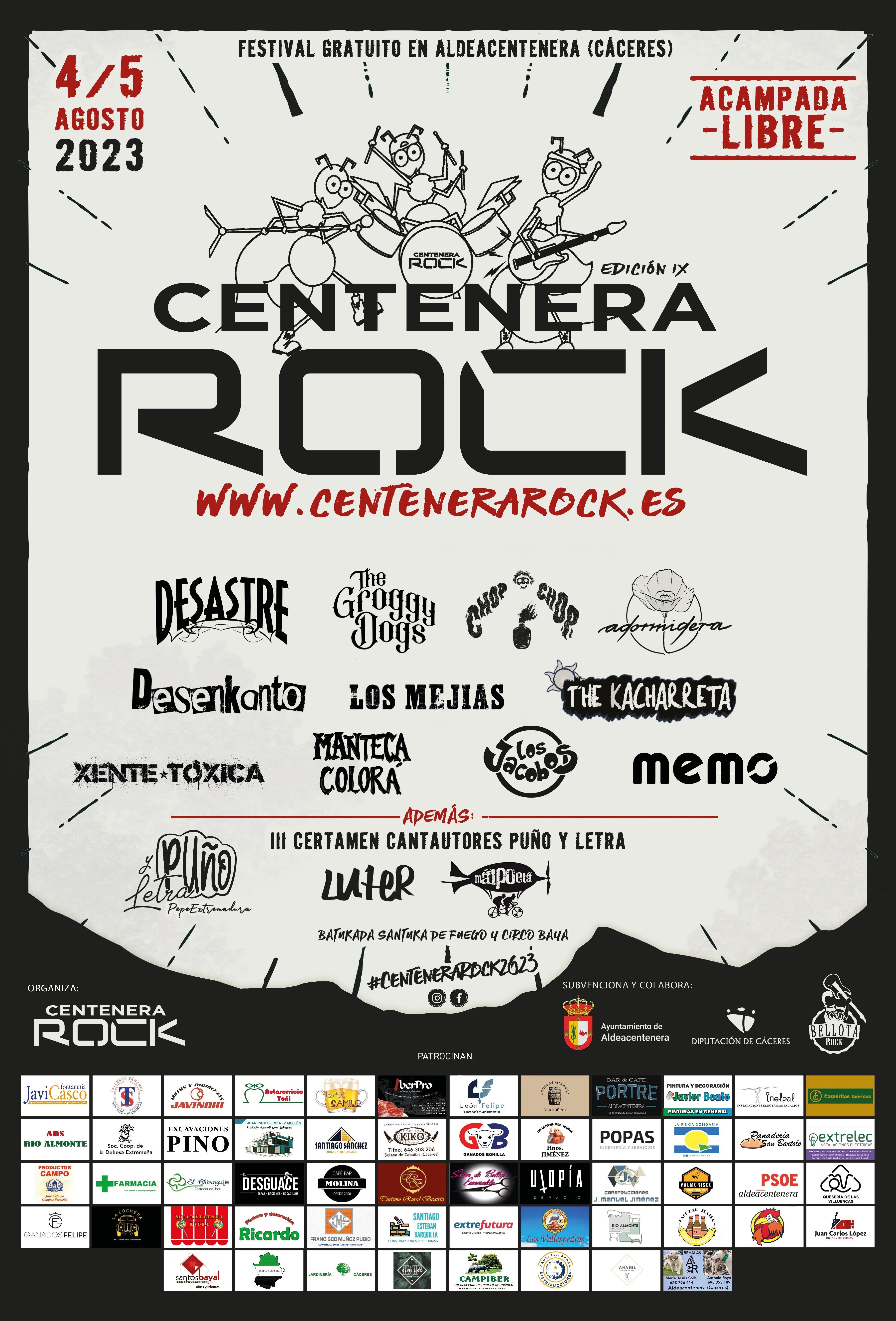 Aldeacentenera celebrará el 4 y 5 de agosto una nueva edición del Centenerarock con 13 bandas llegadas de todo el país Aldeacentenera celebrará el 4 y 5 de agosto una nueva edición del Centenerarock con 13 bandas llegadas de todo el país