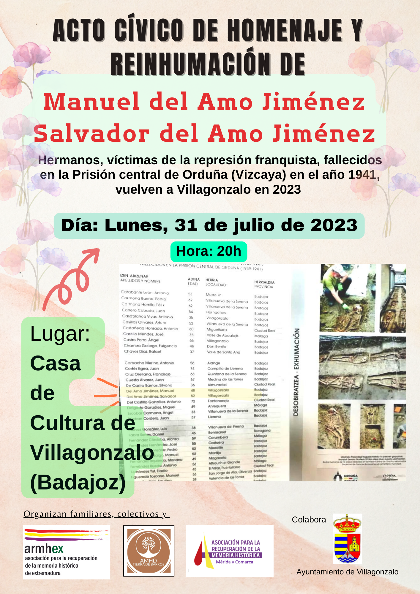Los hermanos Salvador y Manuel del Amo Jiménez vuelven a Villagonzalo 82 años después de su muerte en una prisión franquista Los hermanos Salvador y Manuel del Amo Jiménez vuelven a Villagonzalo 82 años después de su muerte en una prisión franquista