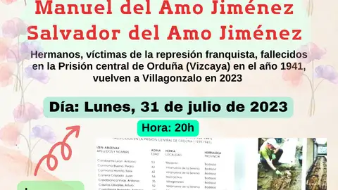 Los hermanos Salvador y Manuel del Amo Jiménez vuelven a Villagonzalo 82 años después de su muerte en una prisión franquista Los hermanos Salvador y Manuel del Amo Jiménez vuelven a Villagonzalo 82 años después de su muerte en una prisión franquista